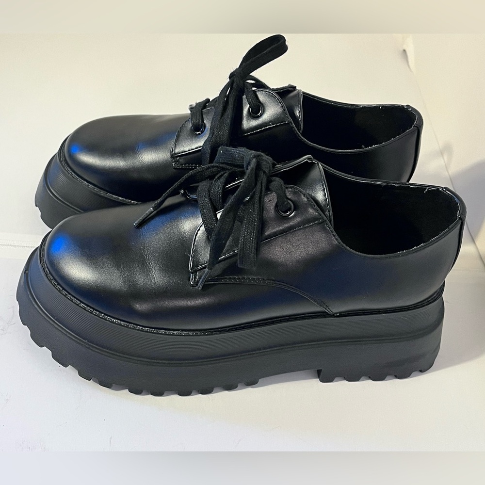 Forever 21 Y2K Goth Chunky Platform Shoes Womens Size 7.5 Black New Scuff
